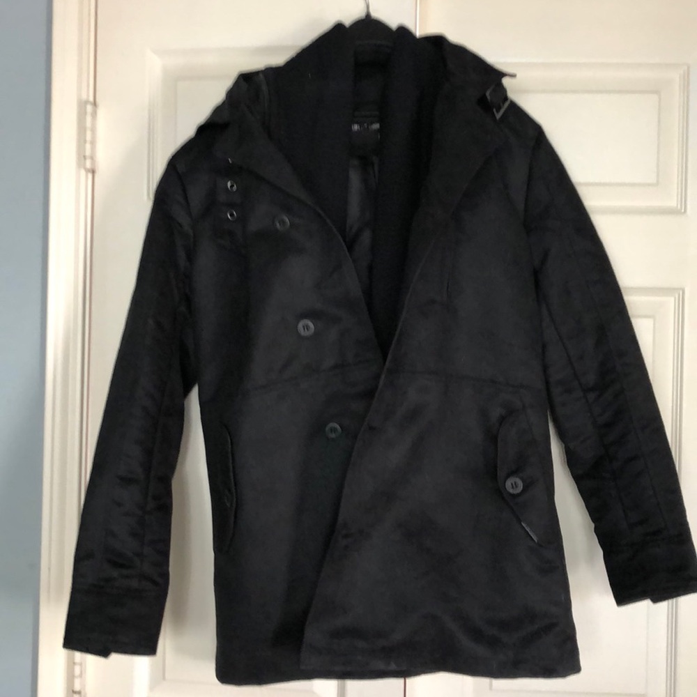 Loft Mens Mid-length black vegan faux- suede jacket - Medium